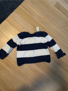 Janie and Jack Navy & White Striped Long-Sleeve Top